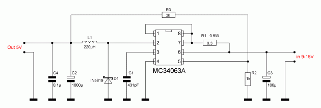 Импульсный преобразователь на MC34063A